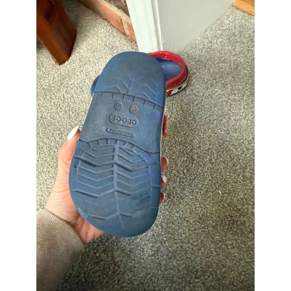 Crocs Kids Mickey Mouse Clogs Blue Red Disney Character‎ Shoes Size 10 Toddler